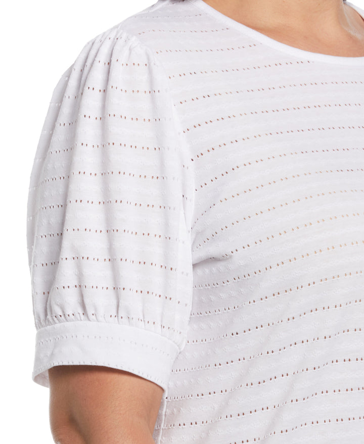 Knit Puff Sleeve Top (White) 