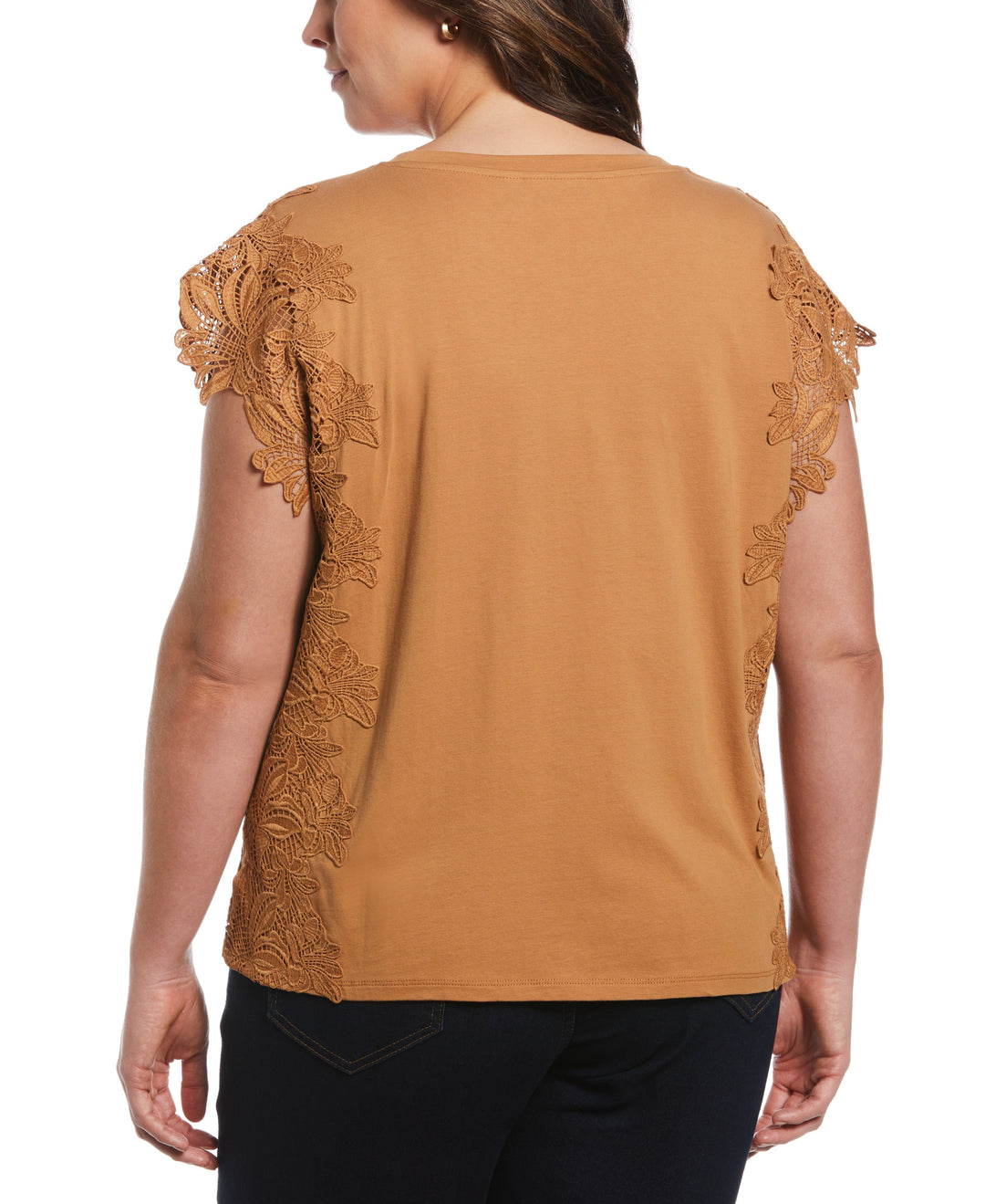 Knit Top with Lace Detail (Chipmunk) 