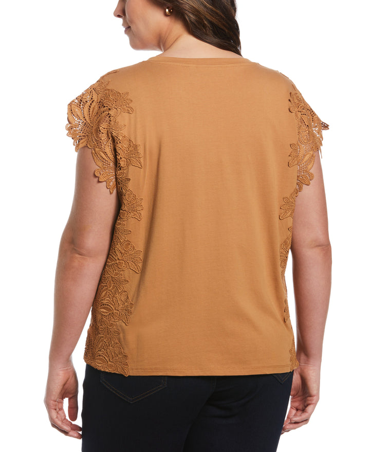 Knit Top with Lace Detail (Chipmunk) 