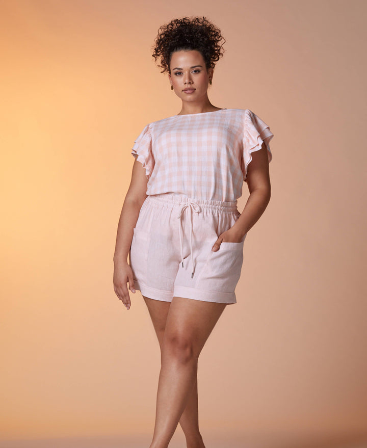 Modern Fit High Rise Straight Leg Ankle Pant (Peach Melba)