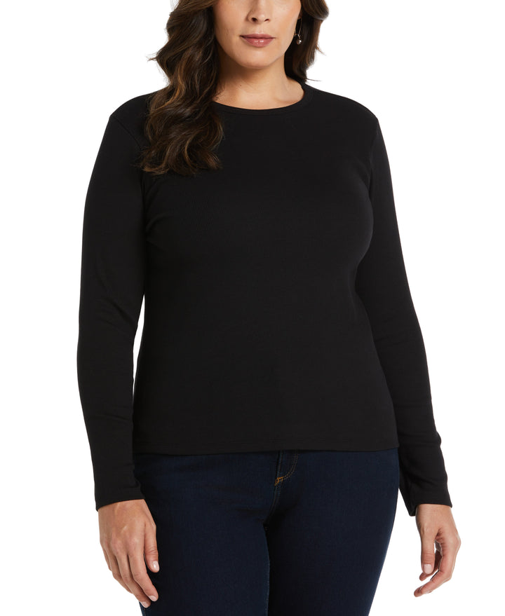 Ribbed Crew Neck Tee (Black) 