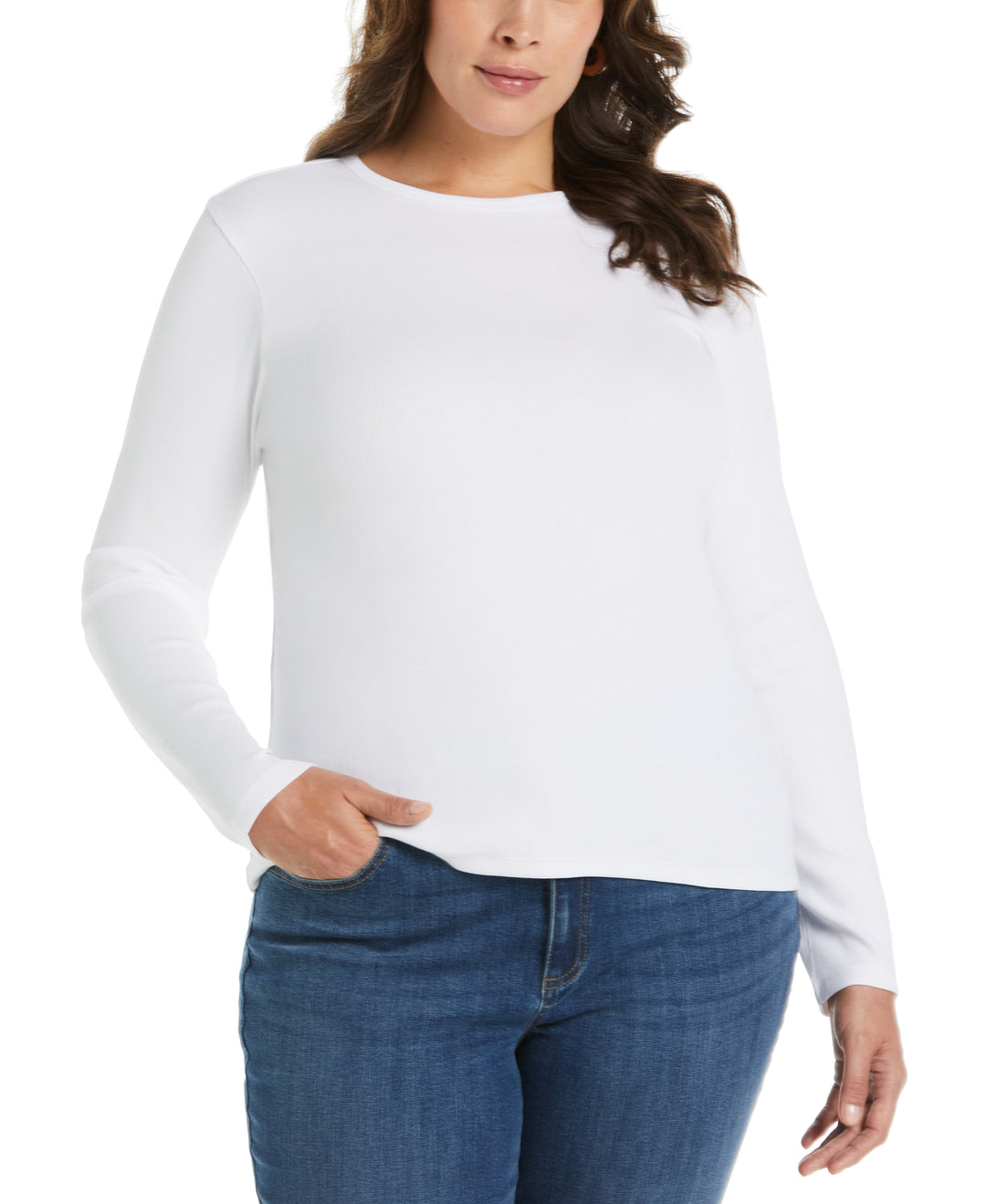 Ribbed Crew Neck Tee (White) 