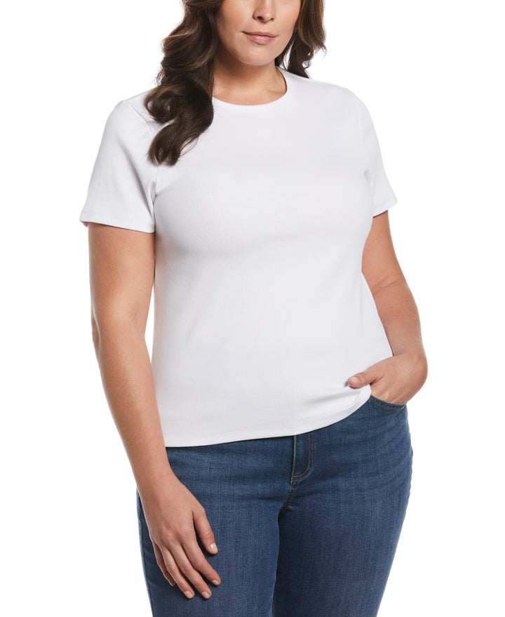 Ribbed Crew Neck Tee (White) 