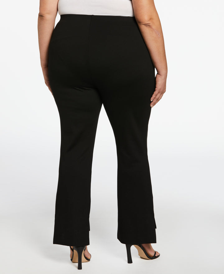 Step Hem Ponte Knit Pull-On Pant (Black) 