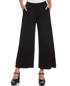 Ponte Knit Pull-On Crop Pant (Black)