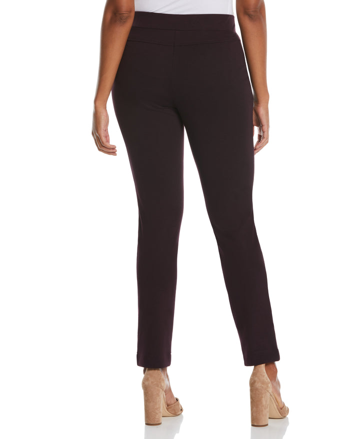 PONTE KNIT SLIM LEG PANT - COMFORT FIT (Vintage Wine) 