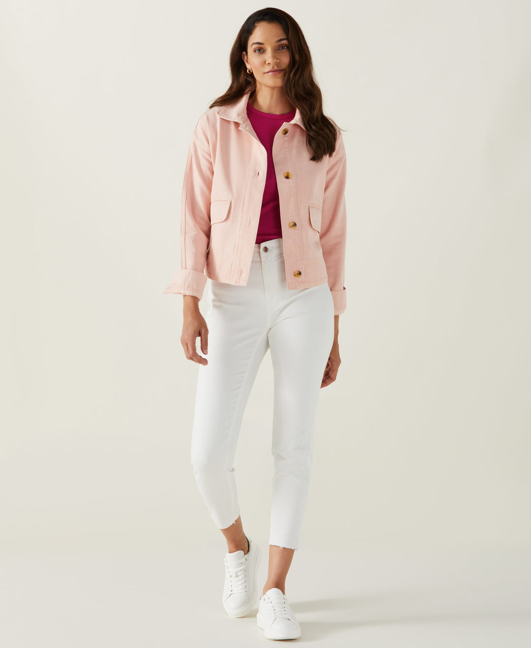 Ribbed Crew Neck Tee (Cosmo Pink) 