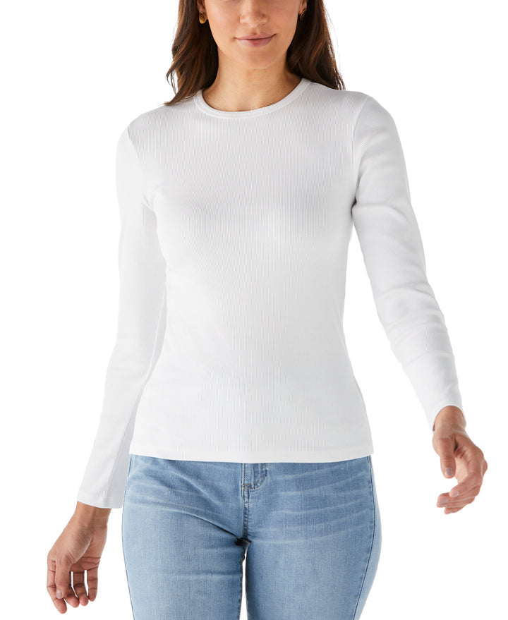 Ribbed Crew Neck Tee (White) 