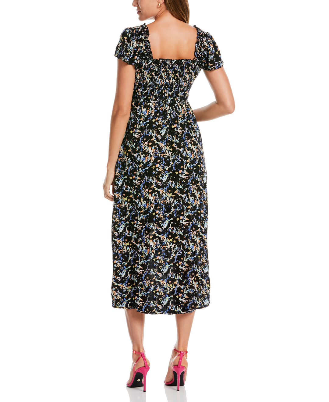 Smocked Midi Dress (Black) 